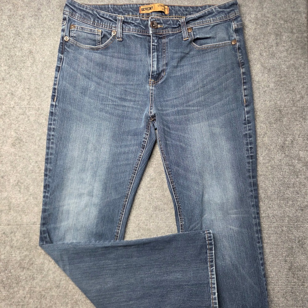 Seven7 Premium Denim Co Mens Straight Fit Jeans Medium Wash Blue Size 35x31